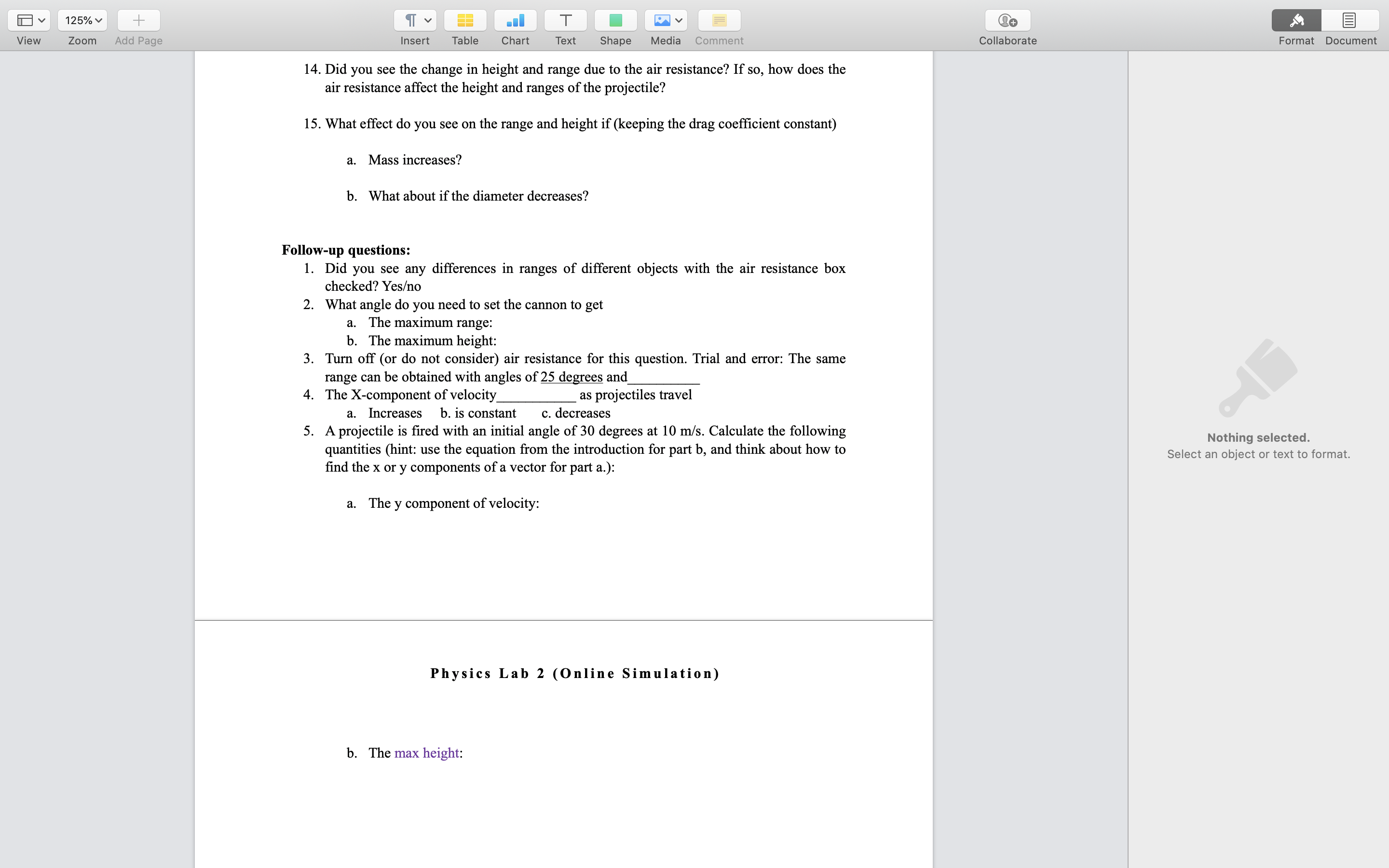 The University of Colorado at Boulder https://phet. colorado.edulen/simulation/projectile- List Paragraph* motion Initial