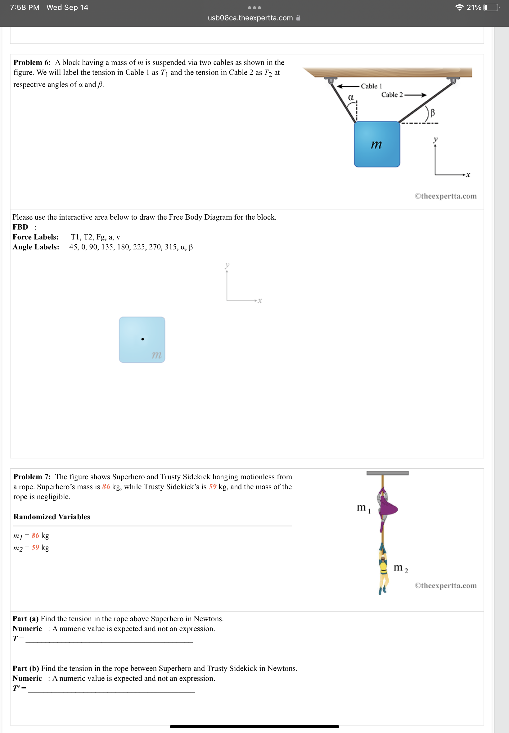 7:58 PM Wed Sep14 - u - ustBca.theexpertta.com E Problem 6: