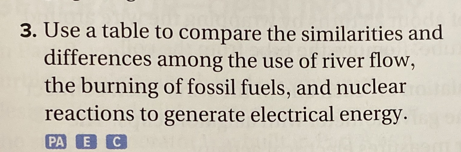  3. Use a table to compare the similarities and differences among