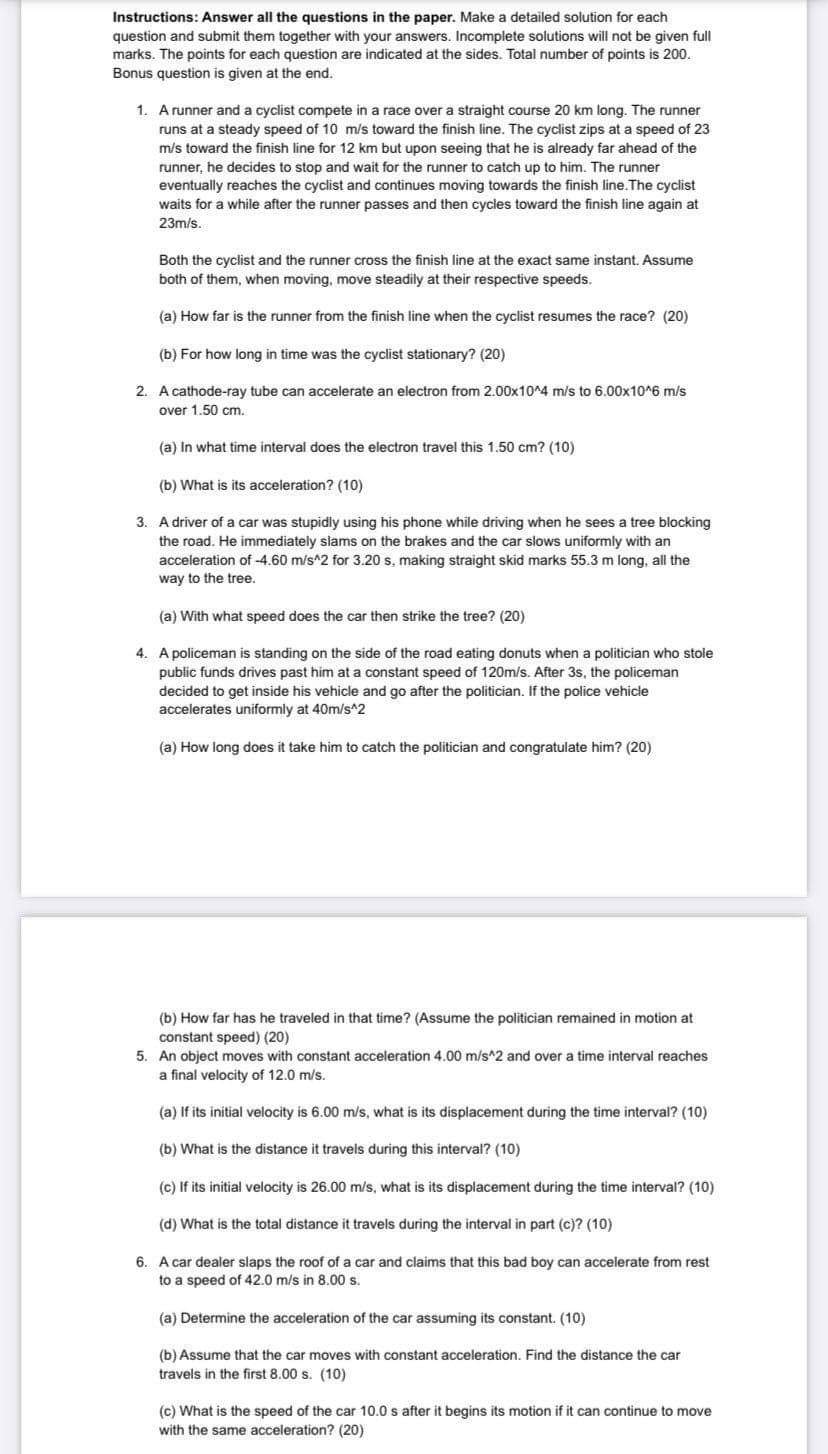  Instructions: Answer all the questions in the paper. Make a detailed