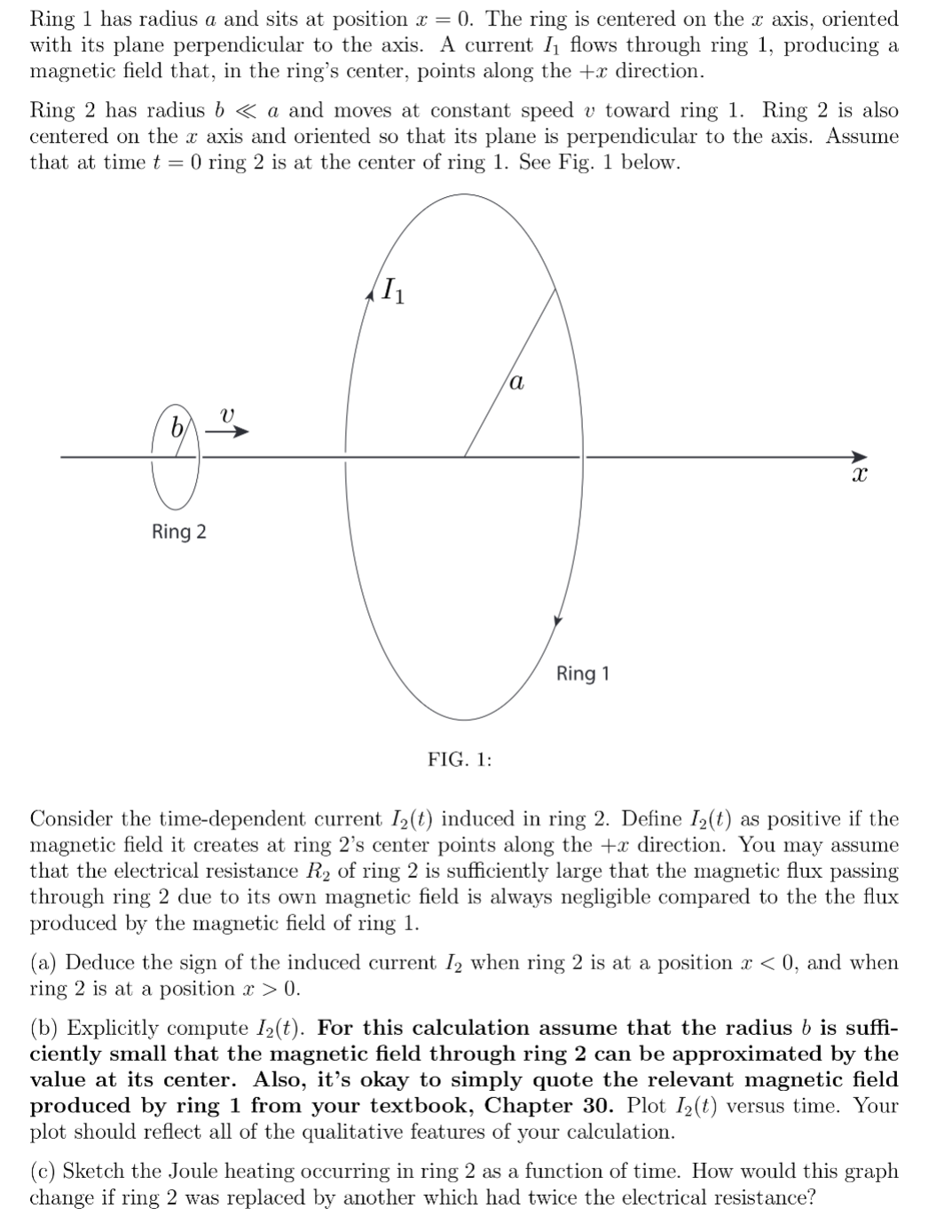 How do I solve this?1. Ring 1 has radius a and sits
