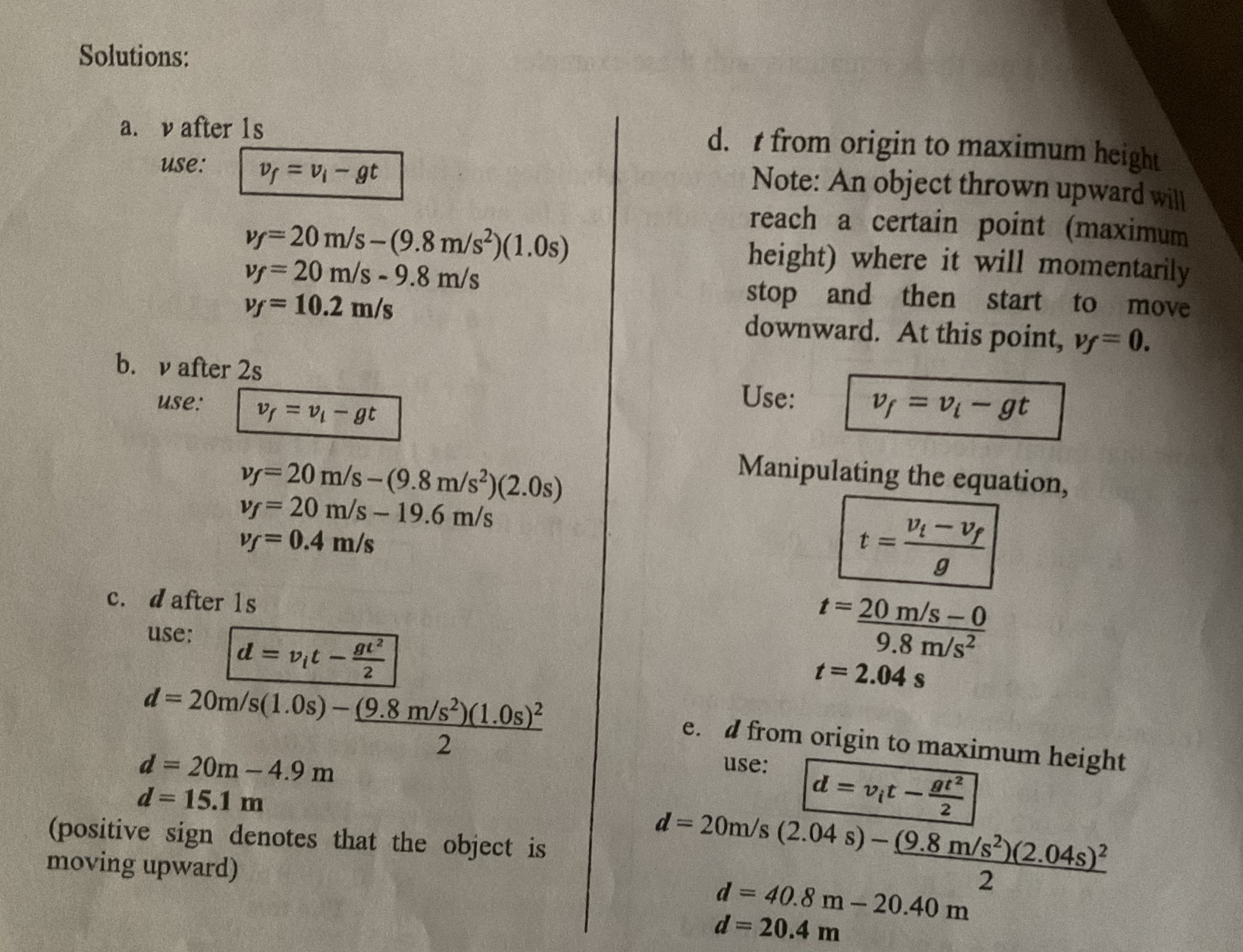 solutionthank you Sample Problem 1. A stone is dropped from the top