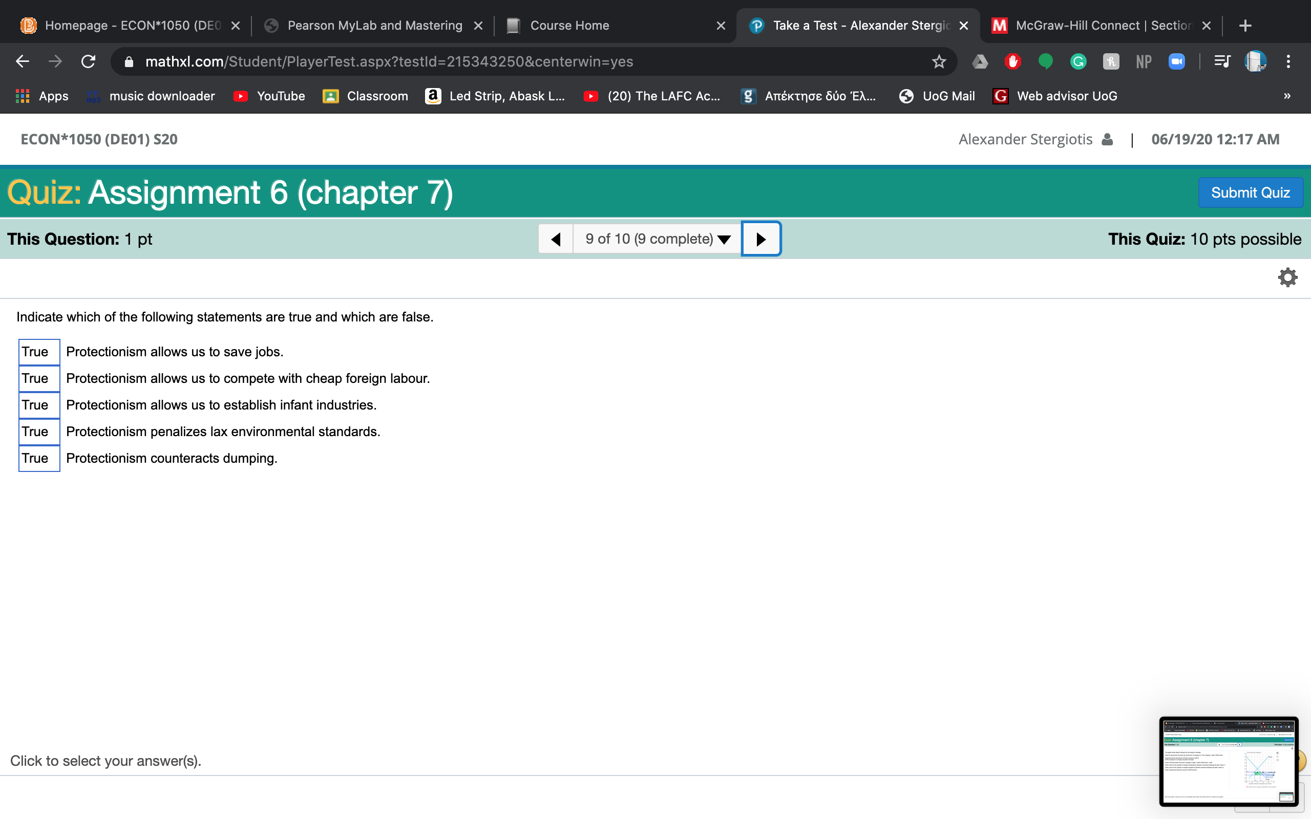 Please just let me know true or false Homepage - ECON*1050 (DEO