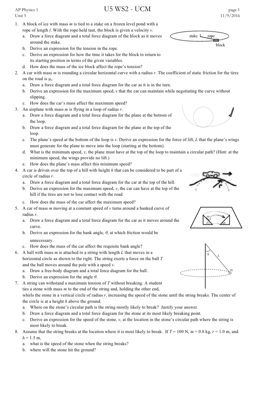 Only 1-4 AP Physics 1 U5 WS2 - UCM page 1 Unit