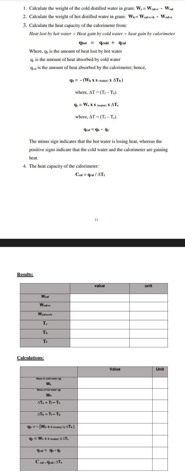 Experiment 2 : Heat Capactiy Experiment 2 : Heat capacity i