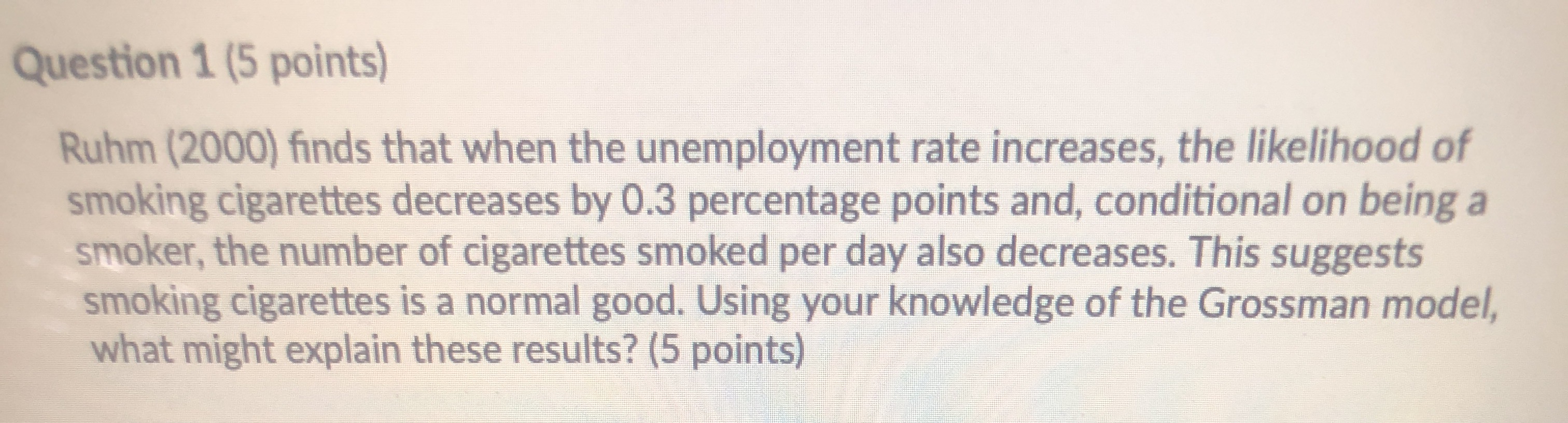 Answer the questions below in the text image provided Question 1 (5