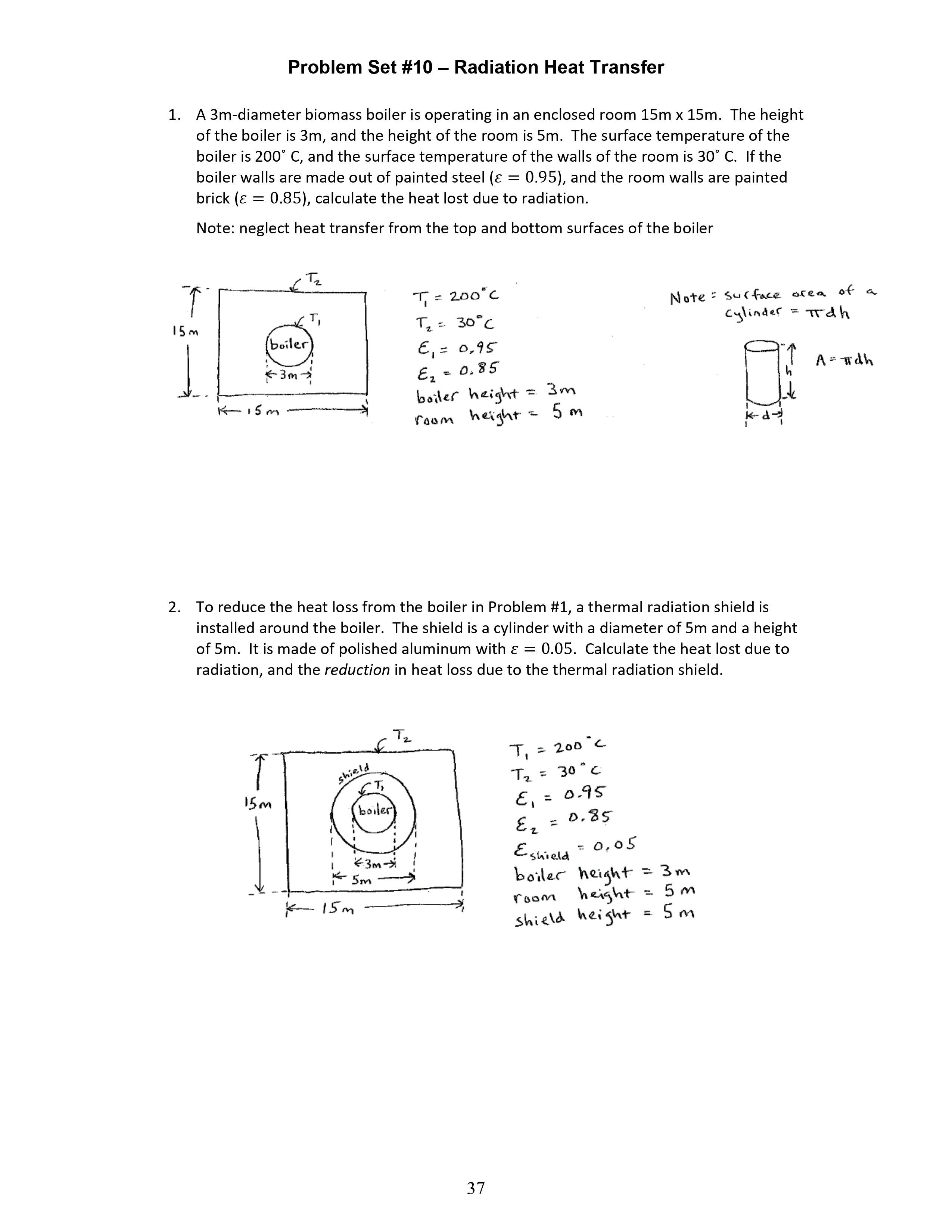  Problem Set #10 - Radiation Heat Transfer 1. A 3m-diameter biomass