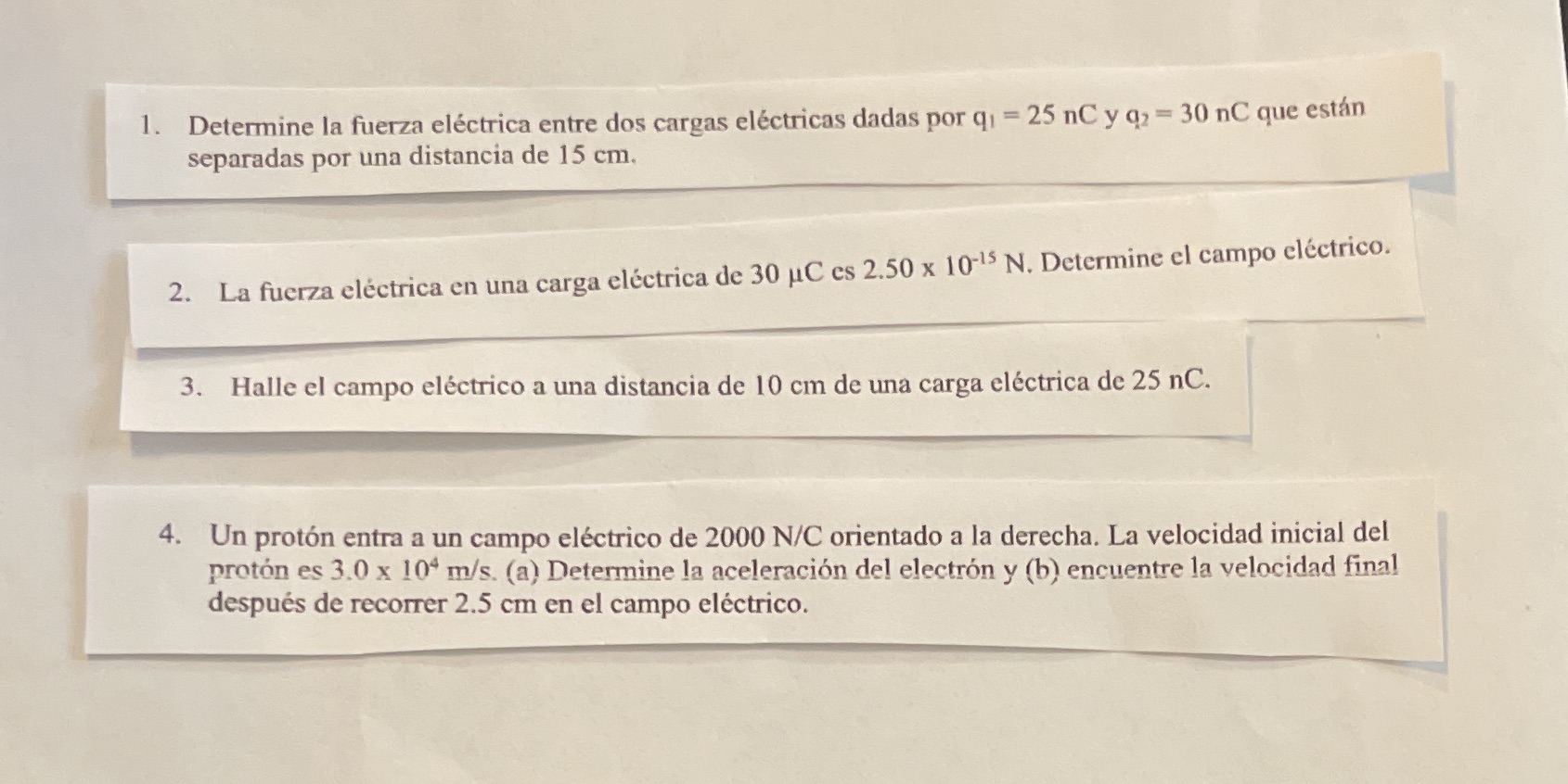 1. Determine the electric force between two electric charges given by q1-25