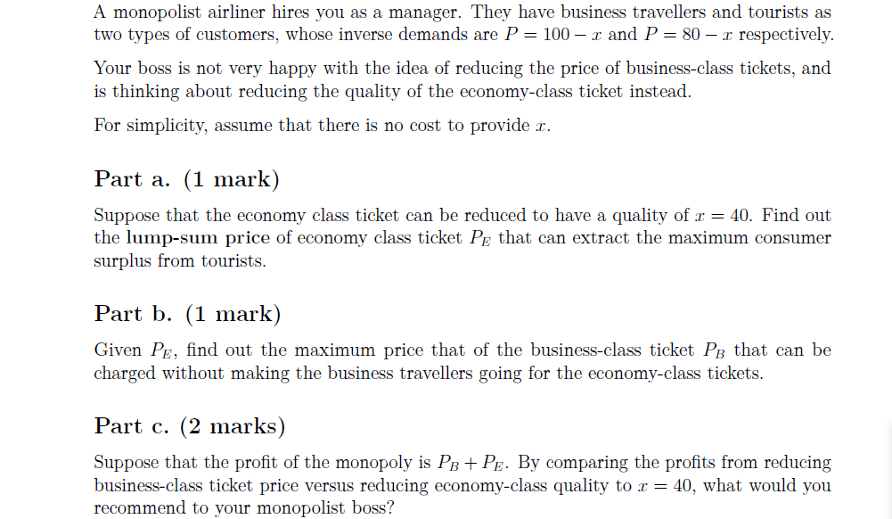 PLEASE HELP OUT WITH THESE TWO QUESTIONS !!!! MUCH APPRECIATED! ECO380 u