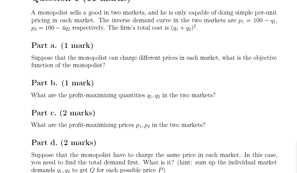 of t summer school A monopolist airliner hires you as a manager.