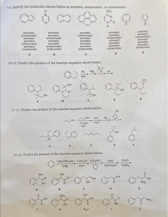  need help with these. will rate thanks 7-9. Identify the molecules
