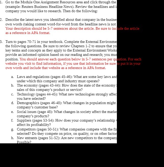  1. Go to the Module One Assignment Resources area and click