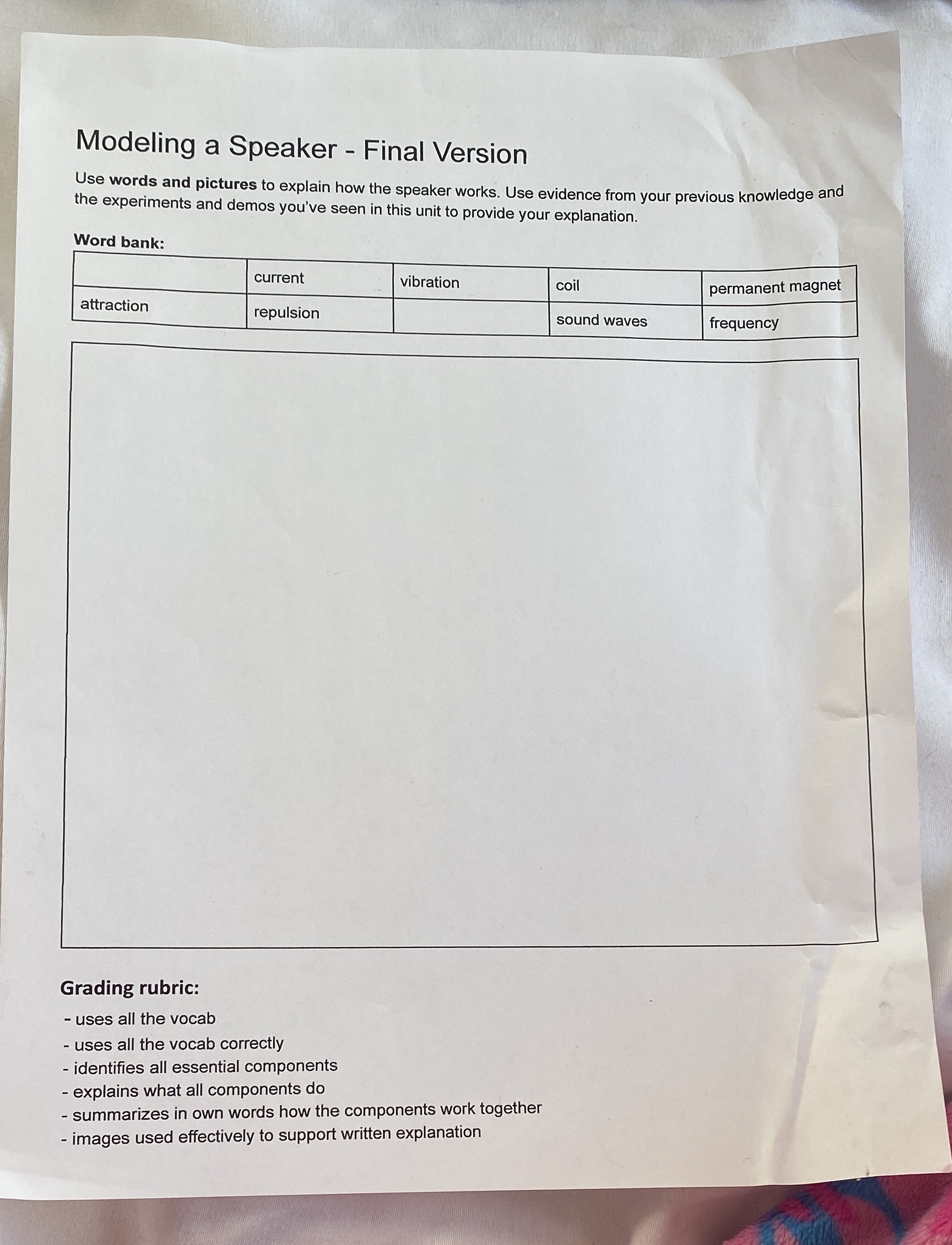  Modeling a Speaker - Final Version Use words and pictures to