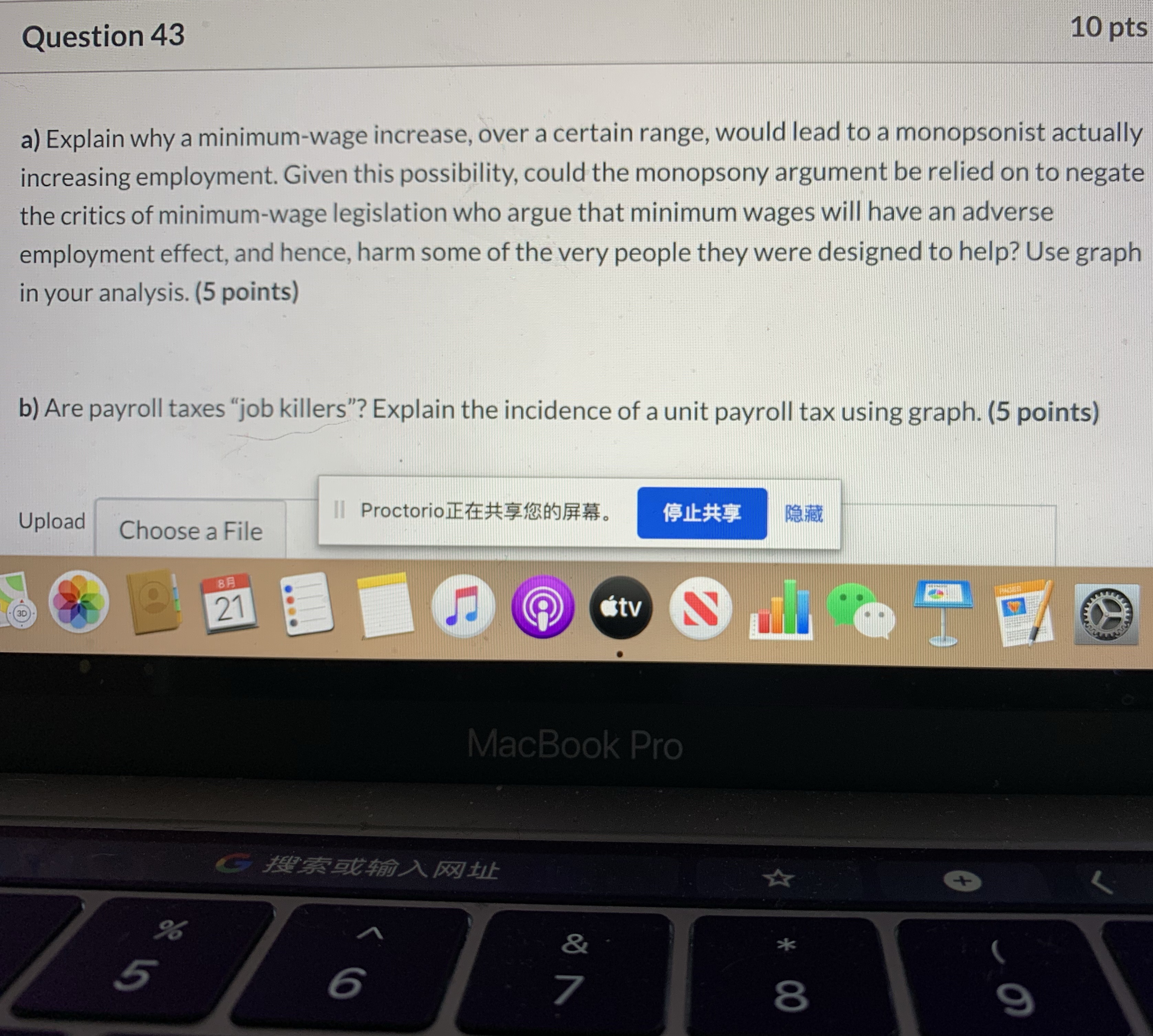 labour econ Question 43 10 pts a) Explain why a minimum-wage increase,