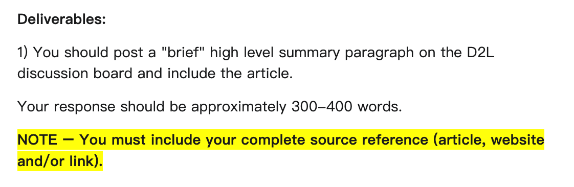You can present an article, web resource or video demonstrating any topic