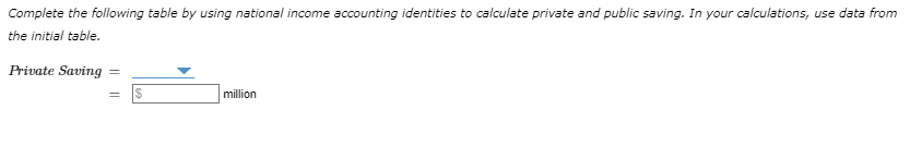 National Income Account (Millions of dollars) Government Purchases (G) 350 Taxes minus