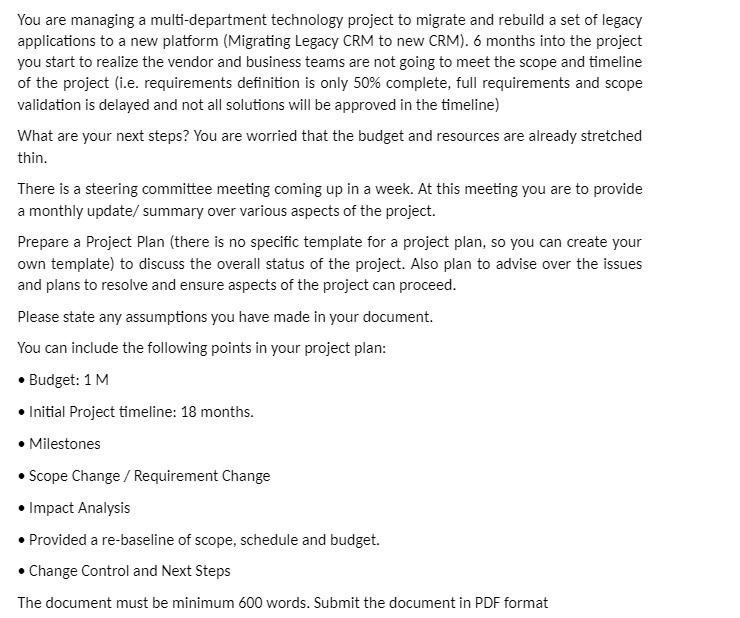 You are managing a multi-department technology project to migrate and rebuild