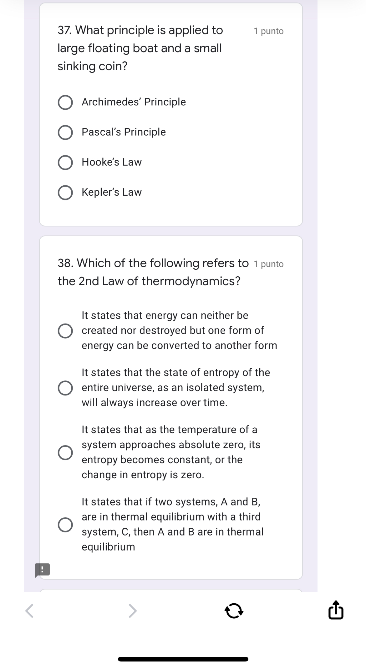 applied to the spring is directly proportional to the displacement? O Kepler's