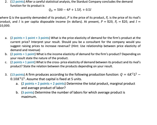  2. [12 points] After a careful statistical analysis, the Stardust Company