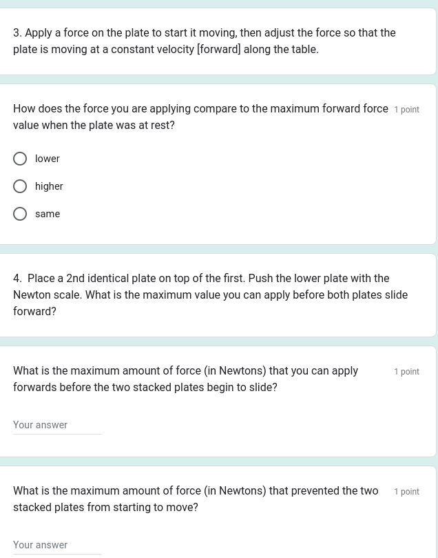 any other equal-sized, larger heavy objects) Setup: Place a dinner plate on