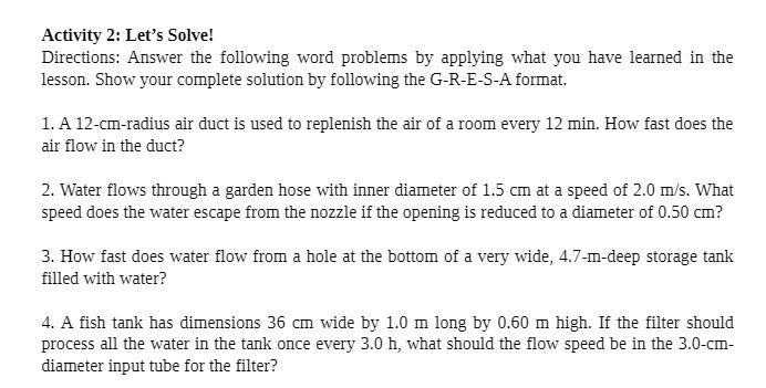  Activity 2: Let's Solve! Directions: Pinswer the following word problems by
