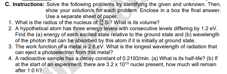 your guidance III. PROBLEM SOLVING. Instructions: Solve the following problems by identifying