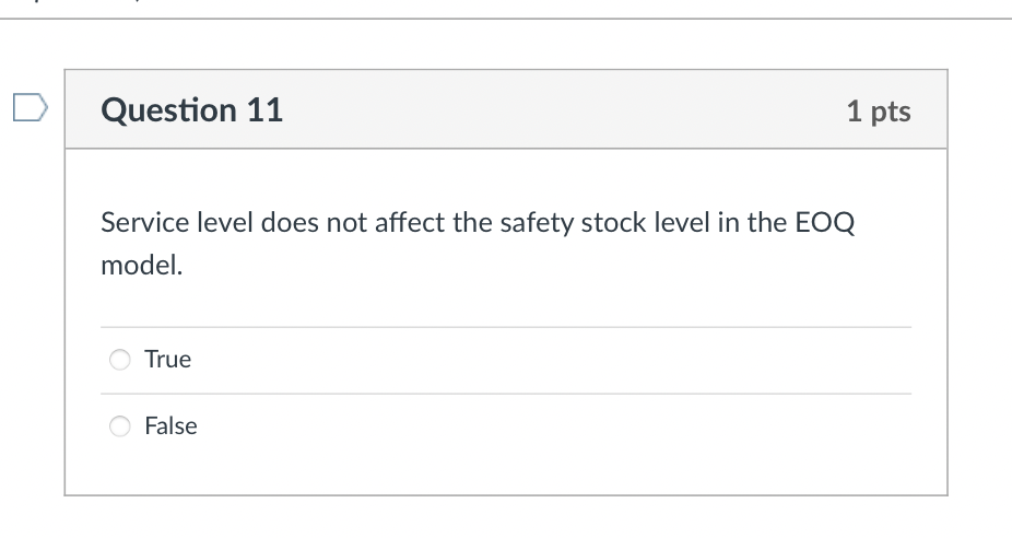 service level of a product, the corresponding total annual inventory cost would