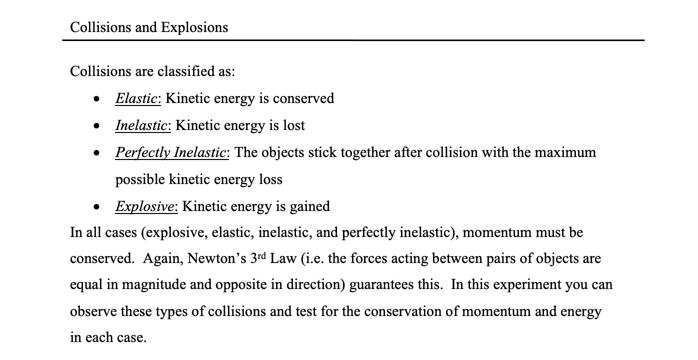 carts on a track can be described in terms of momentum conservation