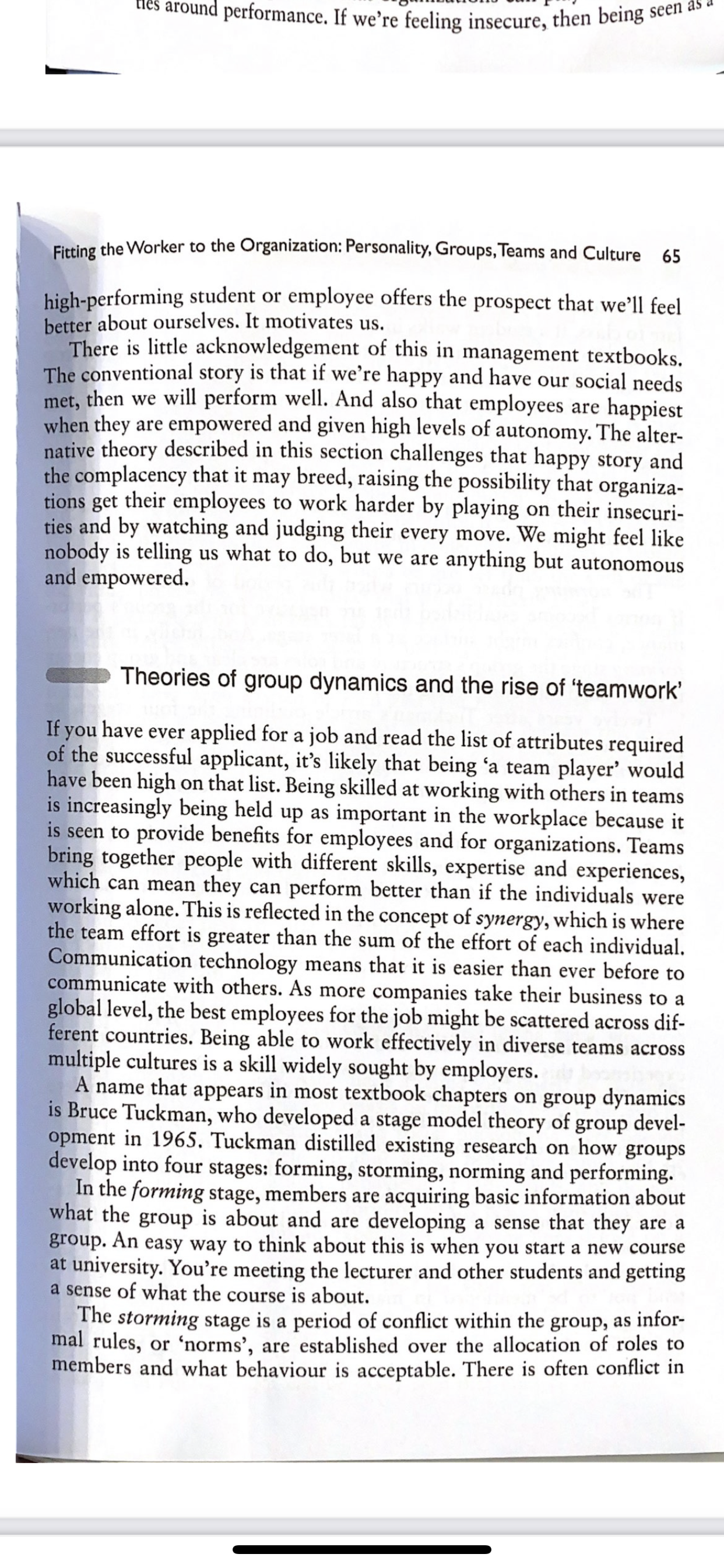 Worker to the r anization: Personality, GI'OUps, 0 9 Teams and Culture