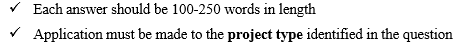 Each answer should be 100-250 words in length Application must be
