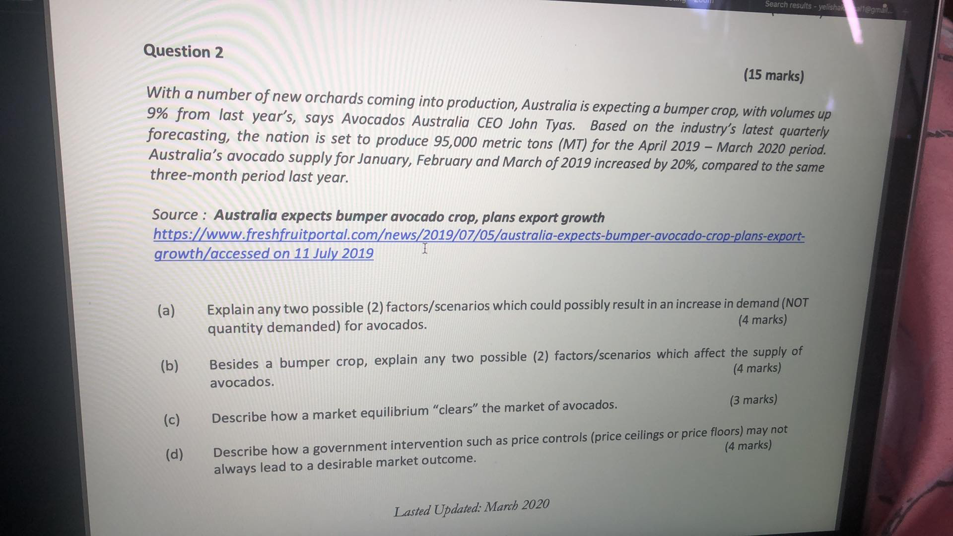 With reference please Search results - yelisha Megmal. Question 2 (15 marks)