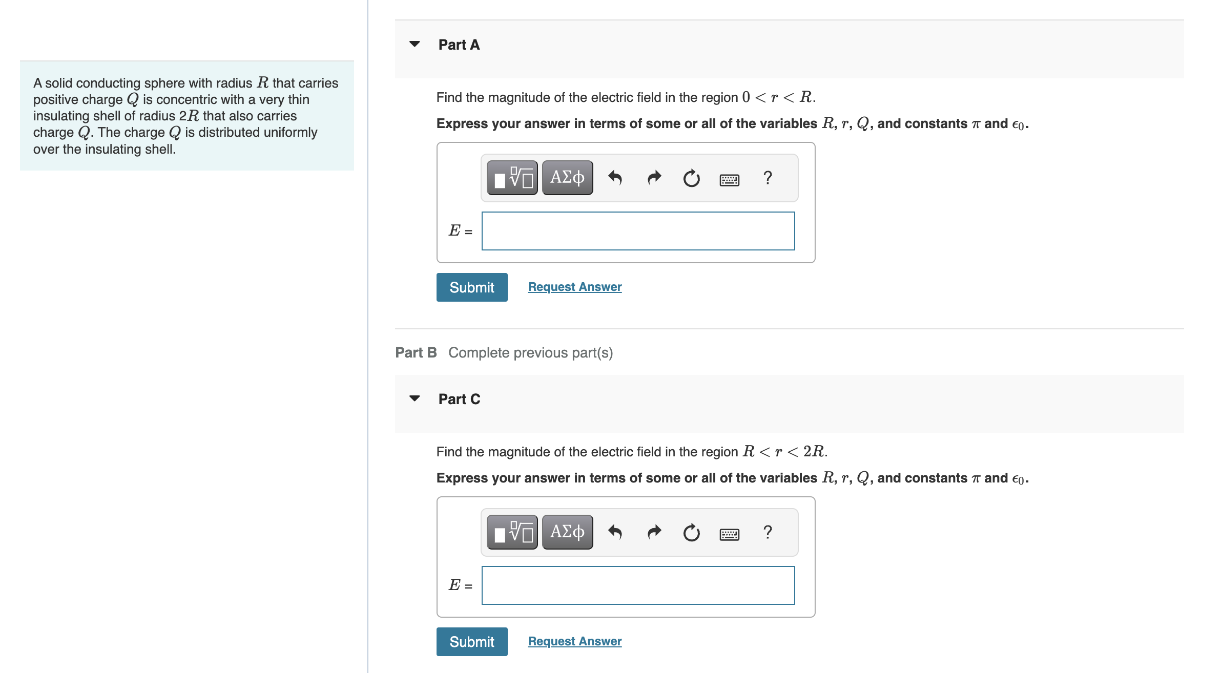  V PartA A solid conducting sphere with radius R that carries