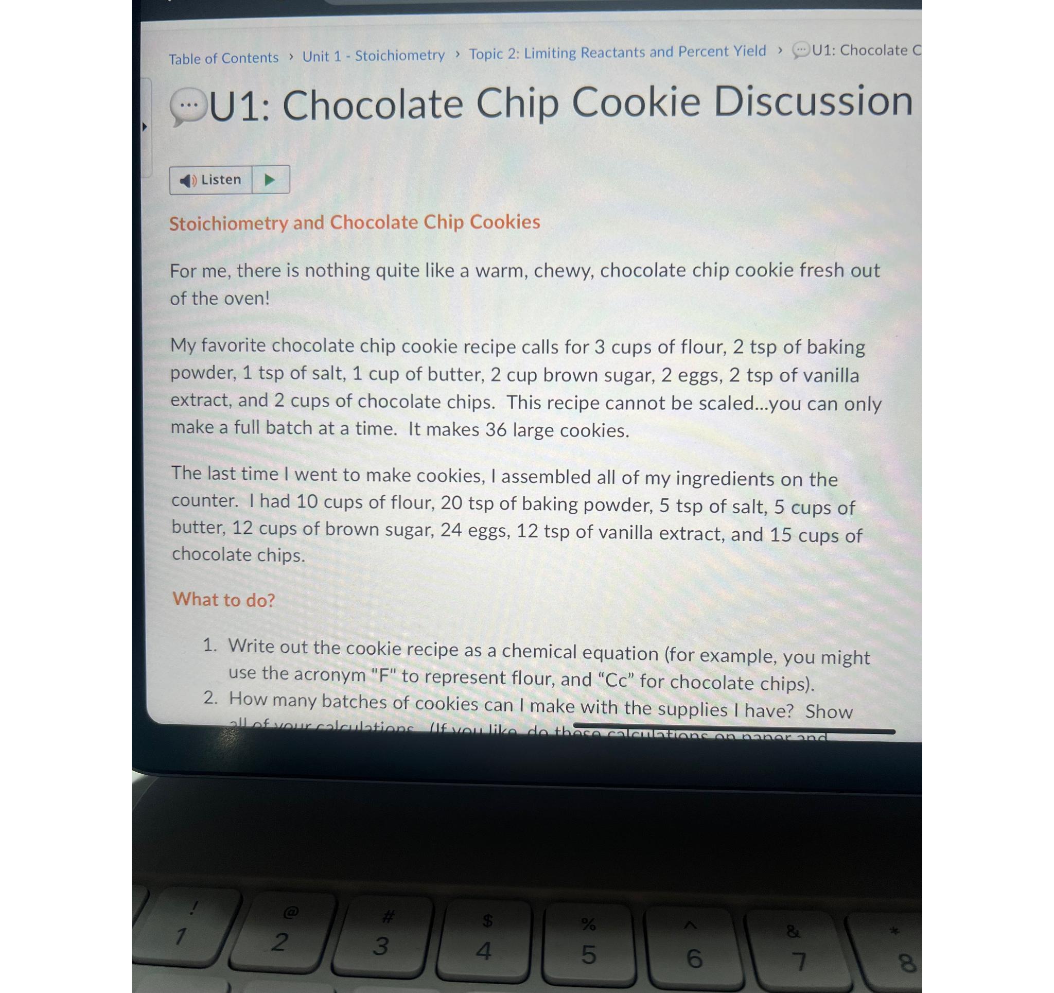  Table of Contents > Unit 1- Stoichiometry > Topic 2: Limiting