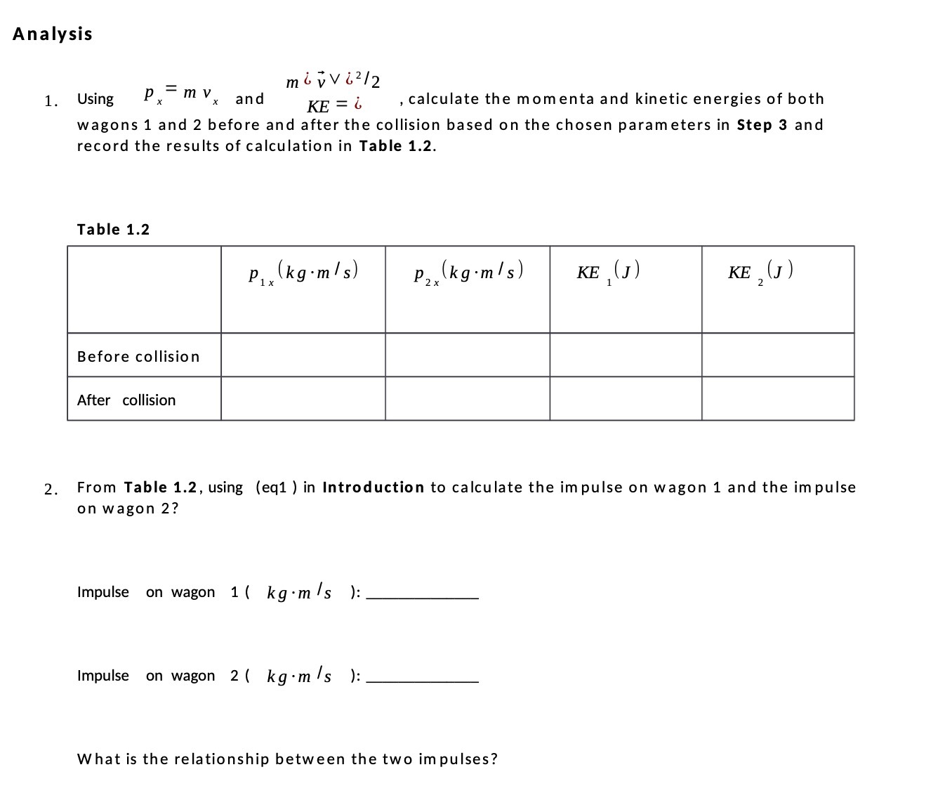Analysis _ mi: GVOZIZ 1, Using P). m Vx and KE