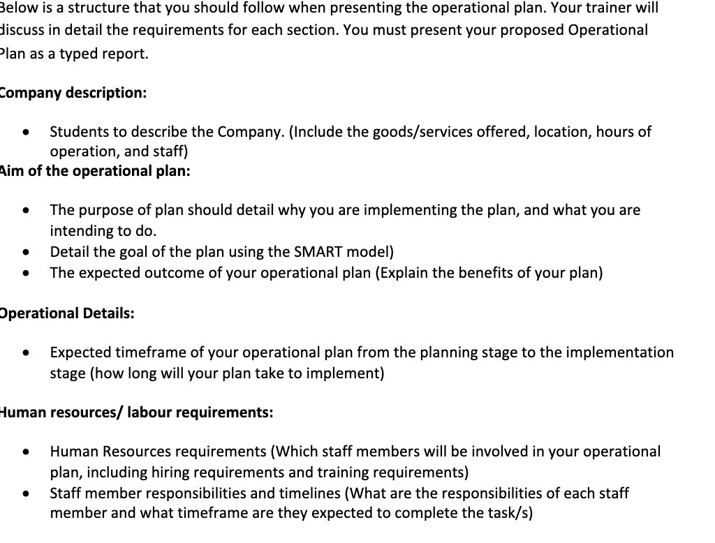  Below is a structure that you should follow when presenting the