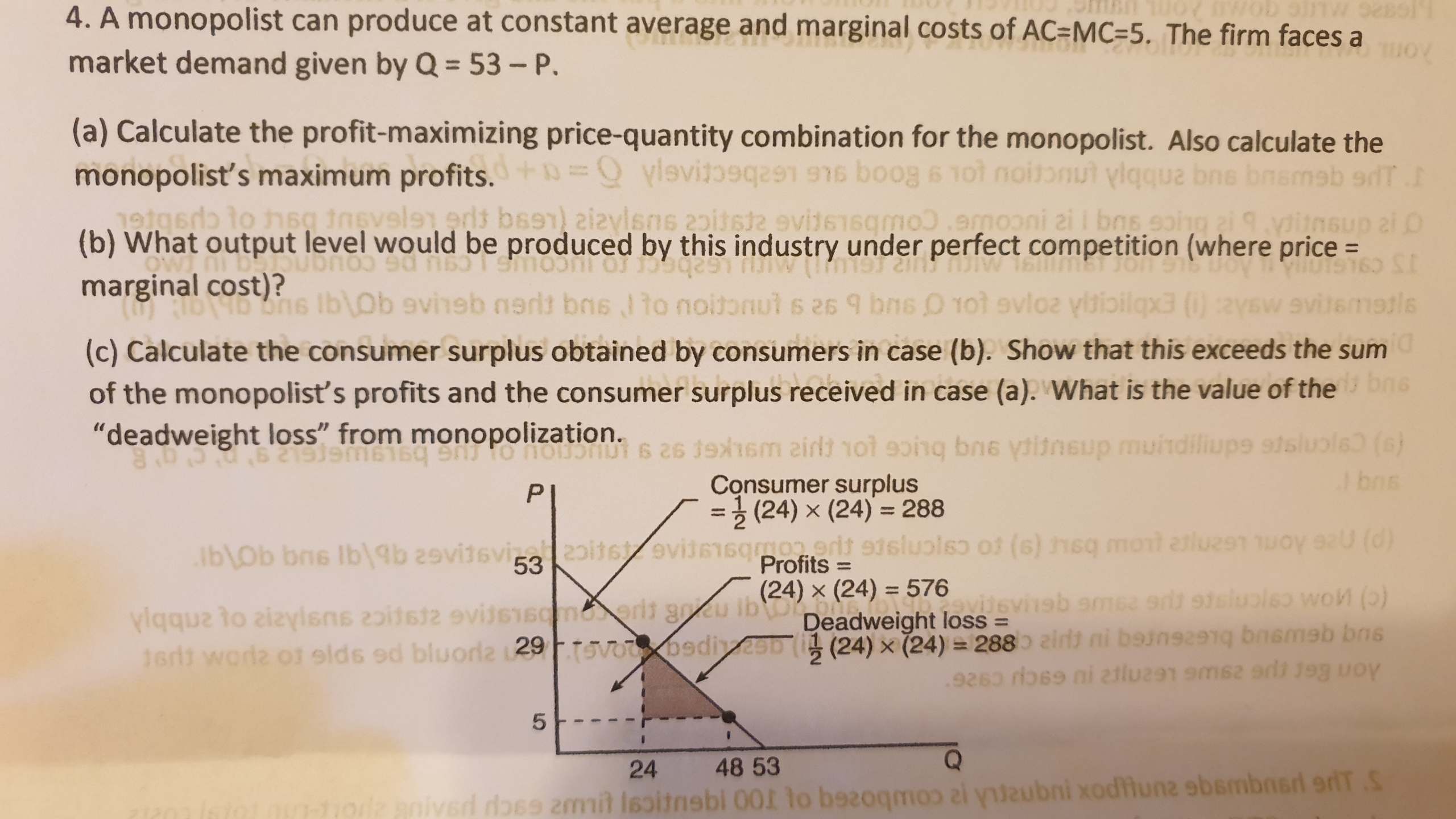 Would you please help me with Question #4 ? 4. A monopolist