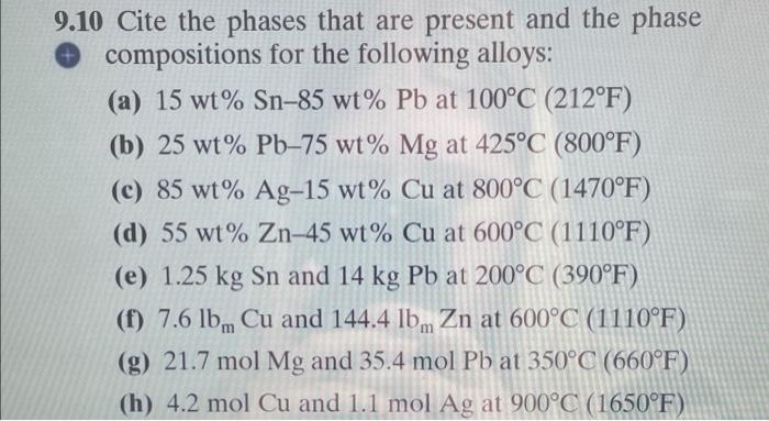  please answer both questions 9.10 Cite the phases that are present