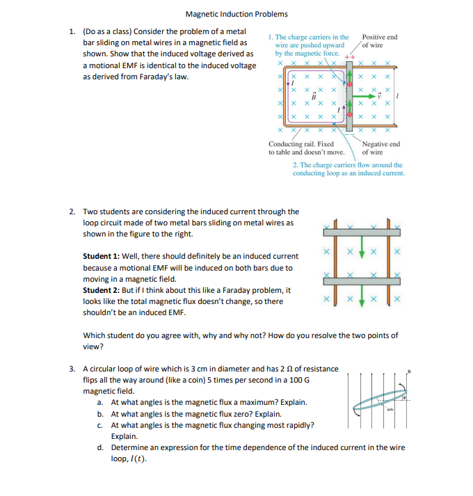  Magnetic Induction Problems 1. (Do as a class) Consider the problem