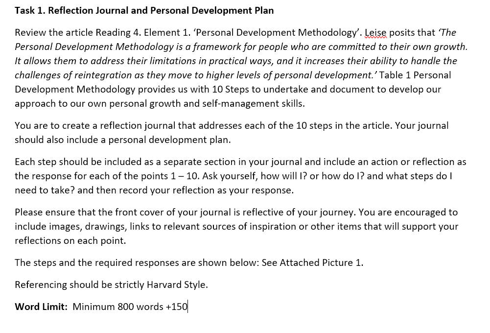  Task 1. Reflection Journal and Personal Development Plan Review the article