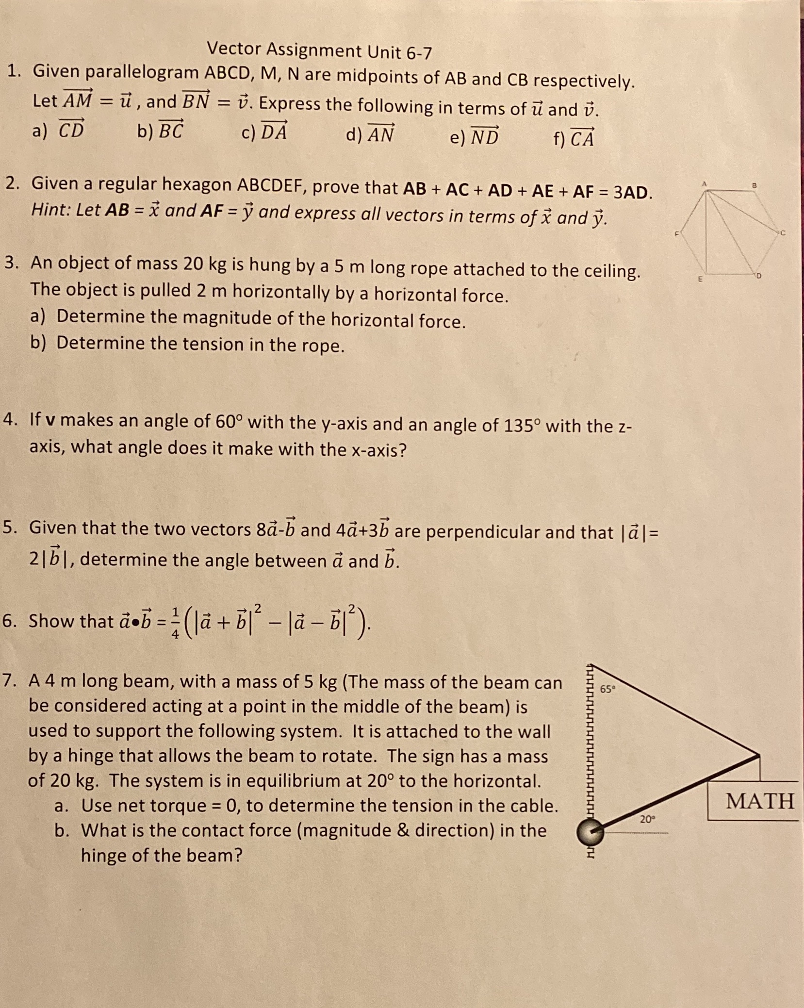 I need help with this please asap Vector Assignment Unit 6-7 1.