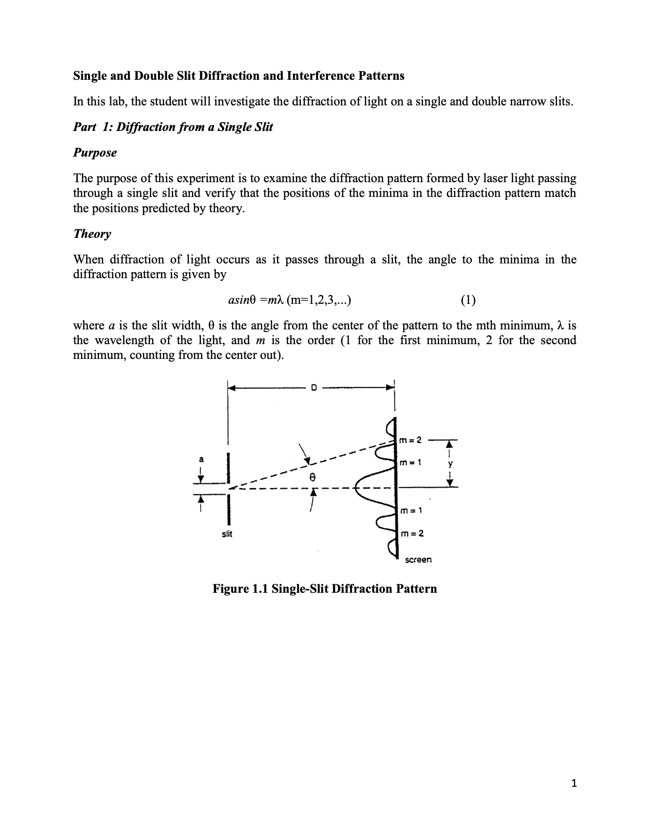  Single and Double Slit Diffraction and Interference Patterns In this lab,