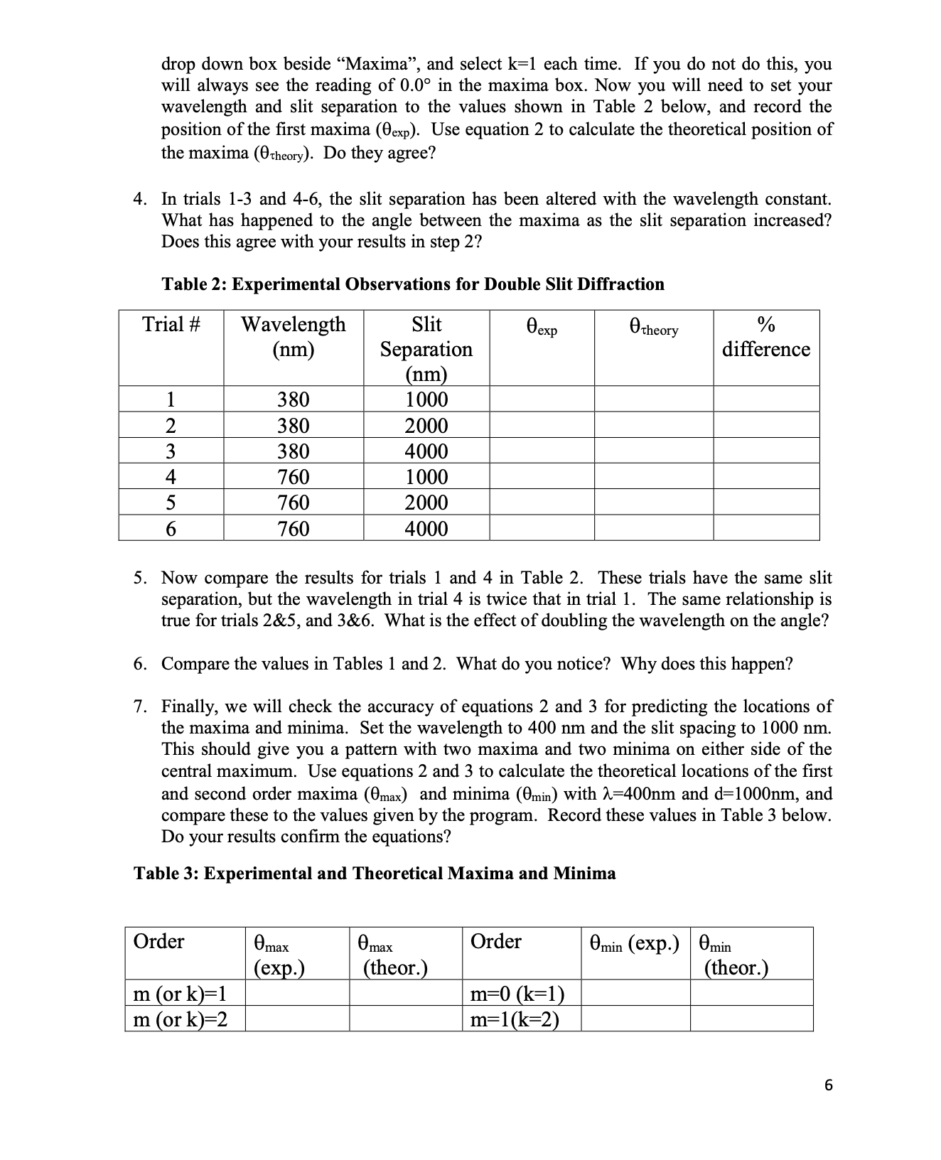 purpose of this experiment is to examine the diffraction pattern formed by