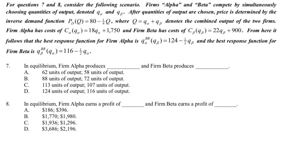 I need help narrowing down the choices for question 8 of my