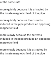 the bottom of the screen towards the top of the screenA magnet