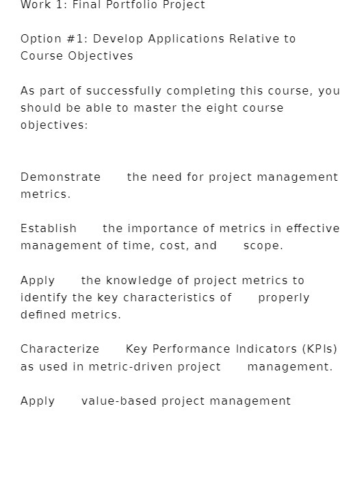 Work 1: Final Portfolio Project Option #1: Develop Applications Relative to