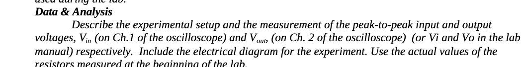 Data & Analysis Describe the experimental setup and the measurement of