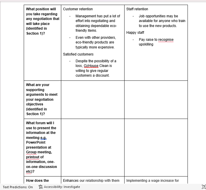 the Customer Retention Staff Satisfaction objectives of Satisfied Customers Staff retention negotiation