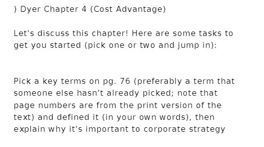 ) Dyer Chapter 4 (Cost Advantage) Let's discuss this chapter! Here