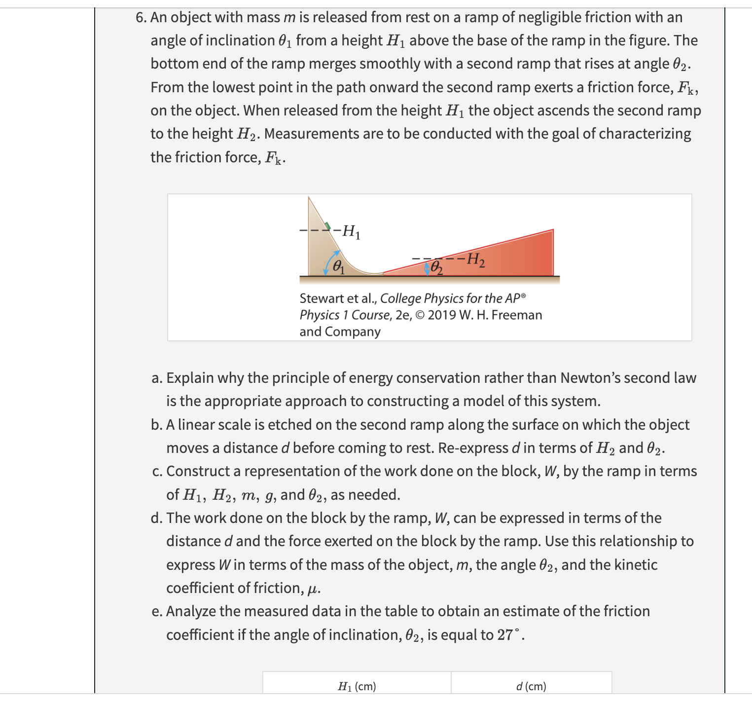  6. An object with mass m is released from rest on