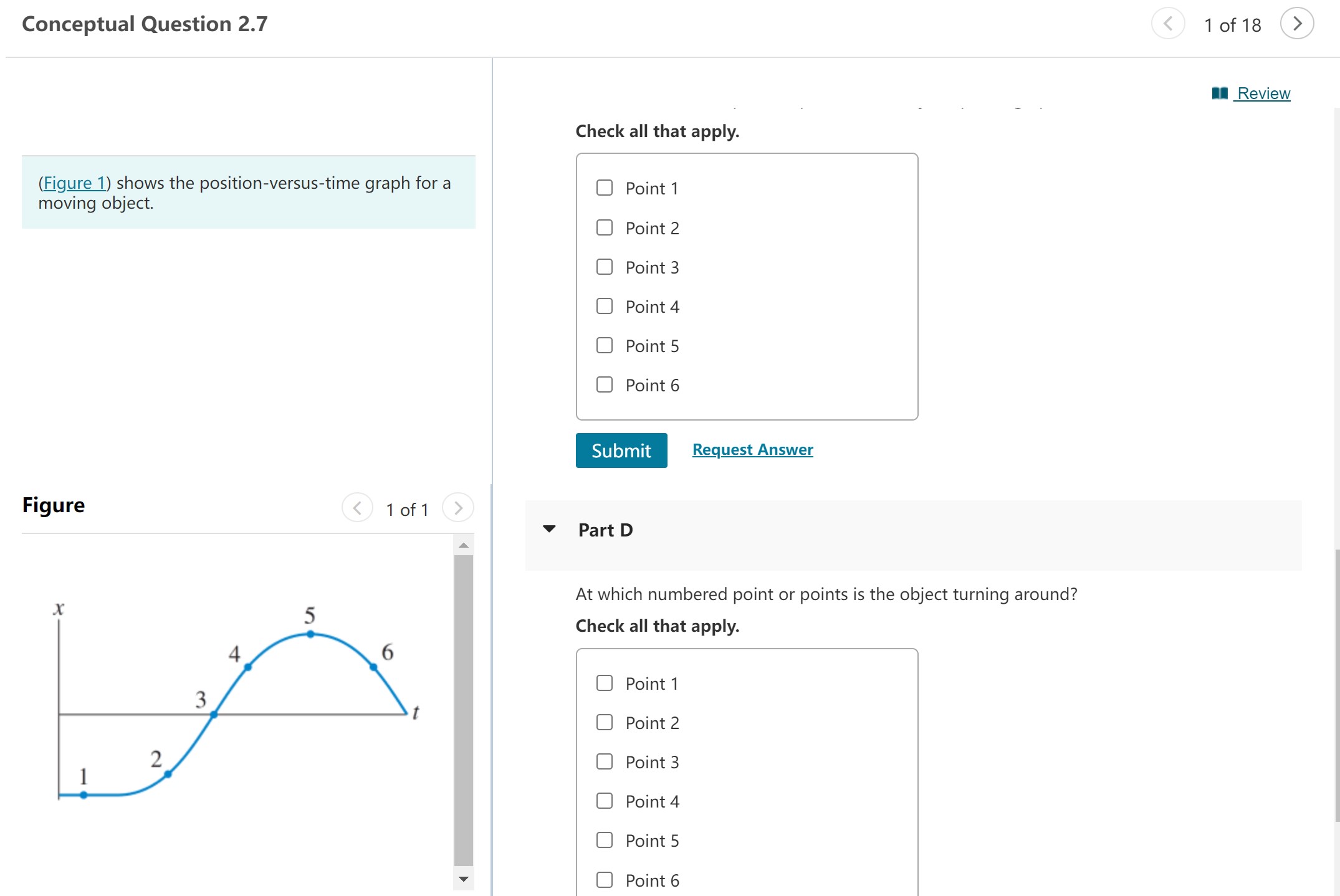 is the object moving the fastest? Check all that apply. Point 1
